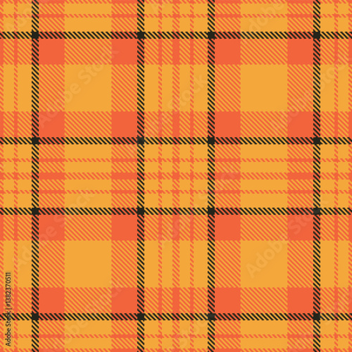 Elegant Seamless Tartan featuring Smoky pinkish orange and Pale butterscotch Fabric Design