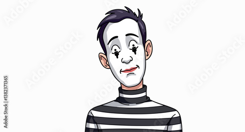 smiling mime in a striped shirt