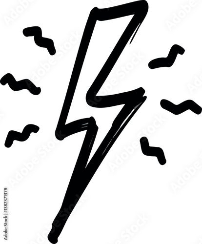 hand-drawn black lightning bolt with wavy lines