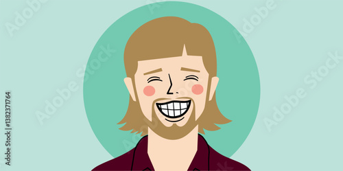 joyful man with blond hair smiling