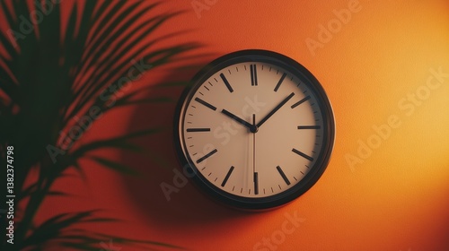 Wallpaper Mural Person Adjusting the Time on an Analog Clock Against a Bright Orange Wall Background Torontodigital.ca