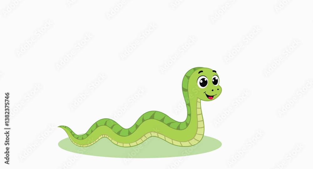 Fototapeta premium cheerful cartoon green snake
