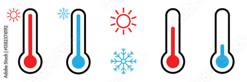 Cold and hot icon vector. temperature illustration sign. thermometer symbol. 