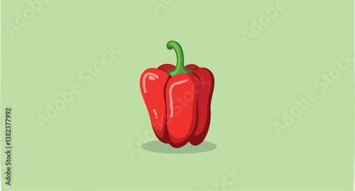 vibrant red bell pepper on light green background