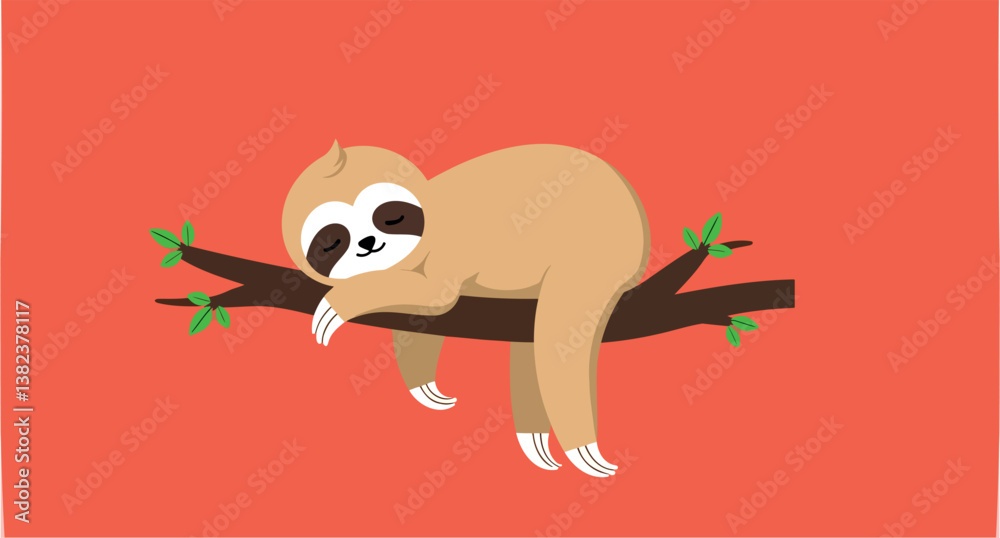 Obraz premium adorable sloth sleeping peacefully on a tree branch