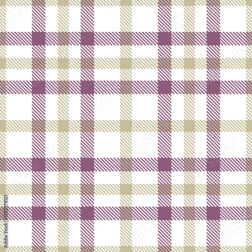 Elegant Seamless Tartan featuring Iridescent white and Sandy putty Fabric Design