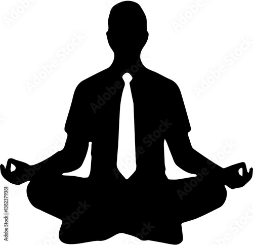 silhouette of a office man meditating