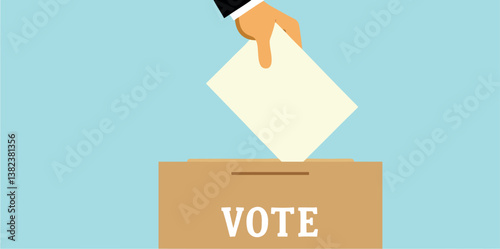 hand inserts a blank ballot into a vote box