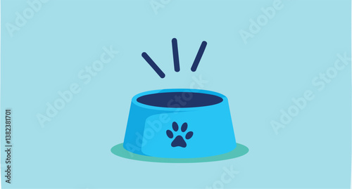 vibrant blue pet food bowl with a paw print