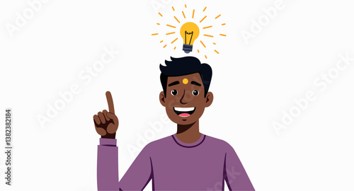smiling man with lightbulb symbolizing a creative idea