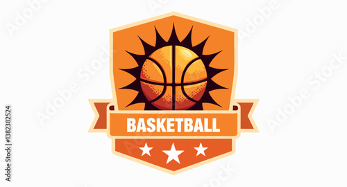 dynamic basketball emblem with sunburst