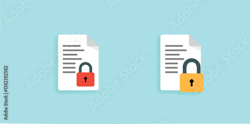 two documents with padlocks symbolize data protection and security.