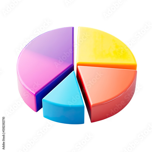 3d pie chart icon isolated on a white background