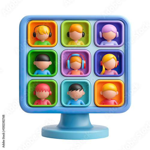 3d Online meeting icon. Minimal Online conference video meeting icon creative design . Online Meeting, Virtual Conference Video call, Briefing, Teamwork Concept