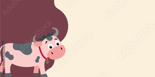 charming of a pink cow with gray spots