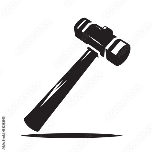 Black Color Sledgehammer Silhouette Vector Illustration, Solid White Background