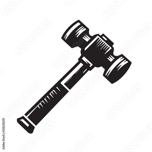 Black Color Sledgehammer Silhouette Vector Illustration, Solid White Background