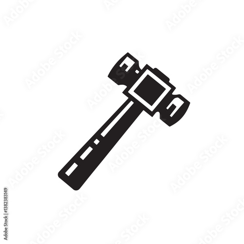 Black Color Sledgehammer Silhouette Vector Illustration, Solid White Background