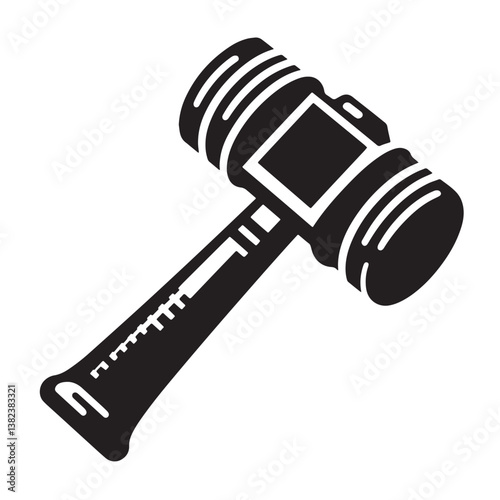 Black Color Sledgehammer Silhouette Vector Illustration, Solid White Background