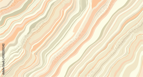 abstract with undulating pastel lines in cream and sage green hues