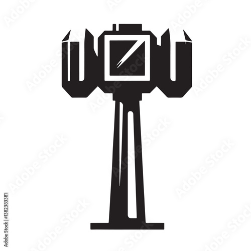 Black Color Sledgehammer Silhouette Vector Illustration, Solid White Background