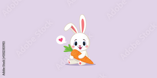 adorable white bunny rabbit holding a large carrot