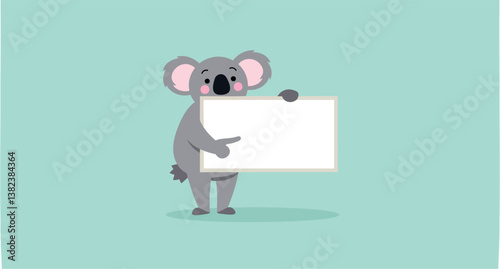 charming cartoon koala holding blank sign