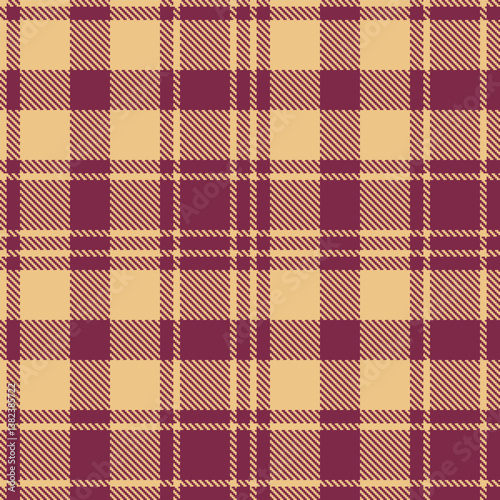 Plaid pattern seamless. Vintage very light brown & Deep merlot Tartan Fabric Design. 