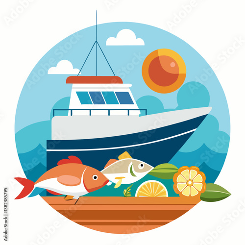 vector illustration of a ship