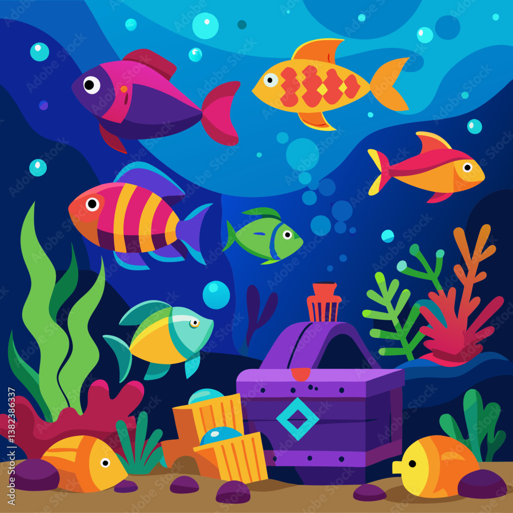Naklejka premium marine life with fishes