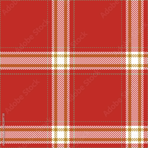 Dusky scarlet and Bright white Seamless Tartan Fabric Design