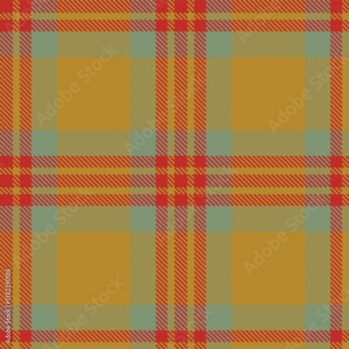 Rustic scarlet Seamless Tartan with Bright ochre accents Fabric Design