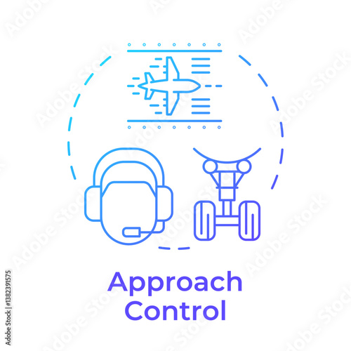Approach control blue gradient concept icon. Flight operator, controller. Terminal maneuvering. Round shape line illustration. Abstract idea. Graphic design. Easy to use in article, blog post