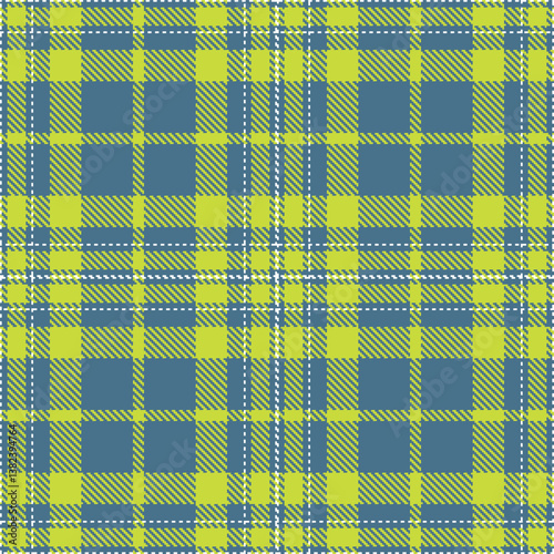 Elegant Seamless Tartan featuring Smoky metallic blue and Pastel yellow/green Fabric Design