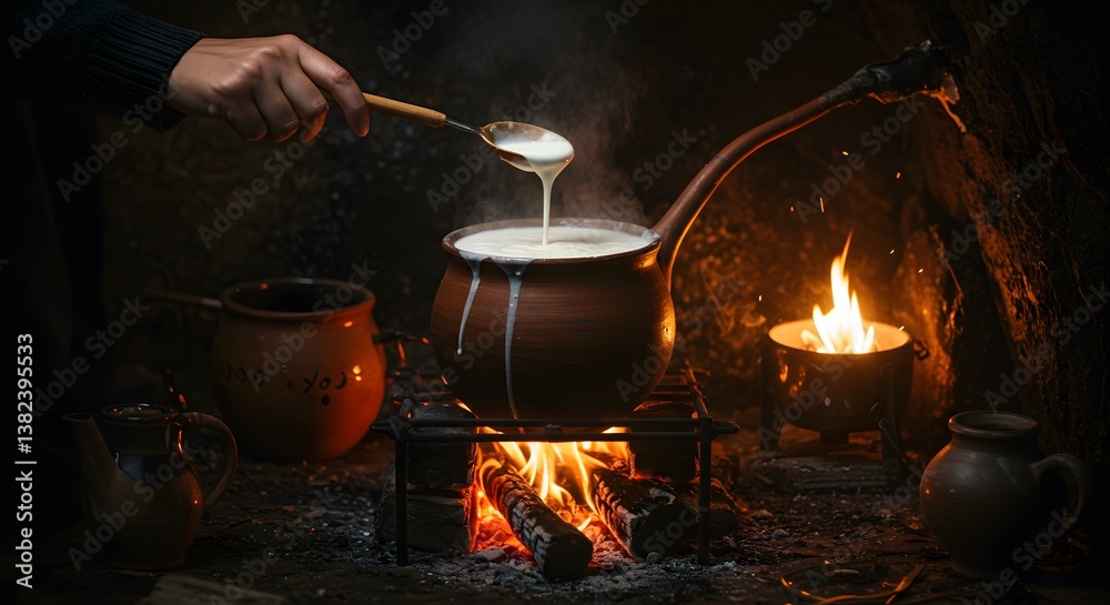 Ancient Cooking: Creamy Delight Over Open Fire Ancient Cooking: Creamy Delight Over Open Fire