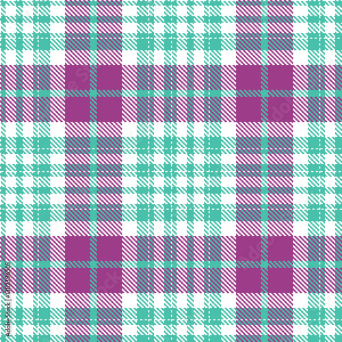 Vintage white Seamless Tartan with Vibrant aquamarine accents Fabric Design