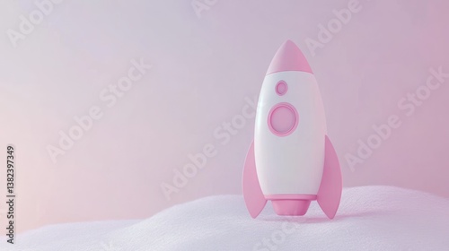 Pink Rocket on Pastel Background
