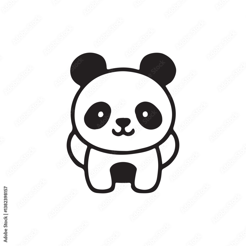Fototapeta premium Cute panda logo silhouette
