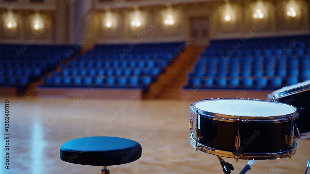 Obraz premium Empty Stage with Drumset and Stool