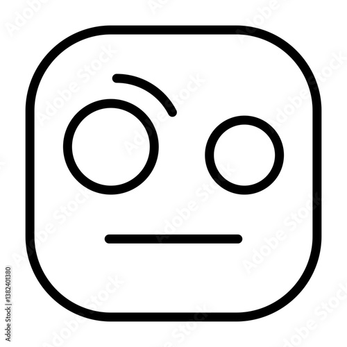 Face with Raised Eyebrow Outline Style Icon