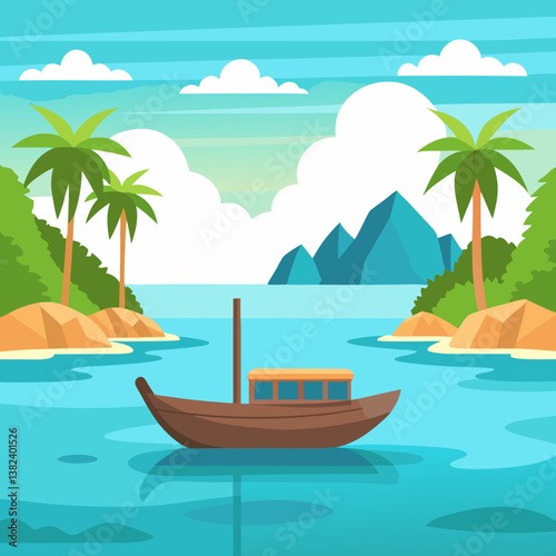 tropical island with palm trees
