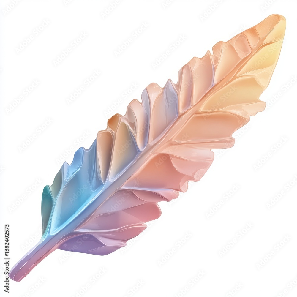 Naklejka premium Abstract Pastel Feather Design Element A Colorful 3D Rendered Artistic Illustration Perfect for Backgrounds and Designs