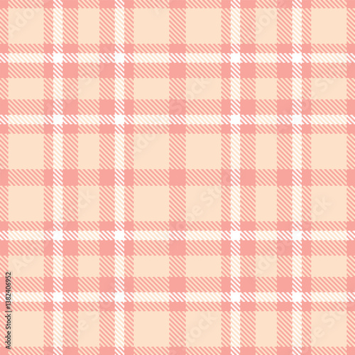 Elegant Seamless Tartan featuring Iridescent blush and Fire light peach Fabric Design