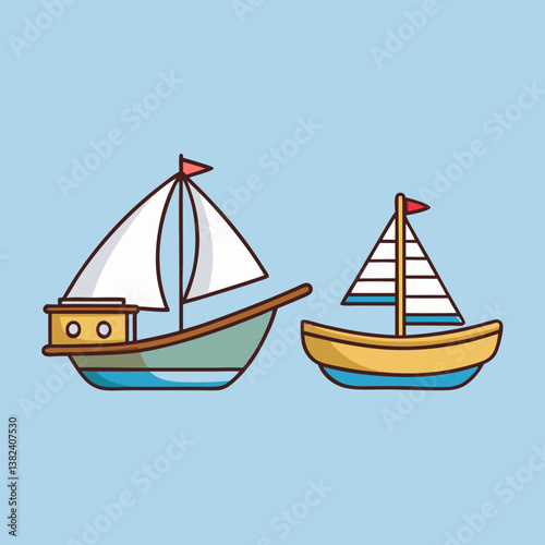 sailing ship on white background