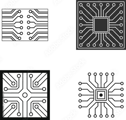 Vector Illustration of Different Circuit Board Designs