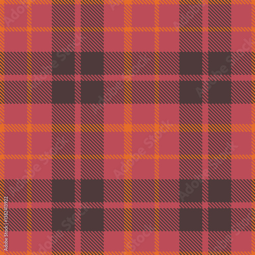 Plaid pattern seamless. Autumn dusty red & Bright rusty orange Tartan Fabric Design. 