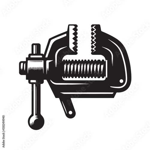 Black Color Vice Grips Silhouette Vector Illustration, Solid White Background