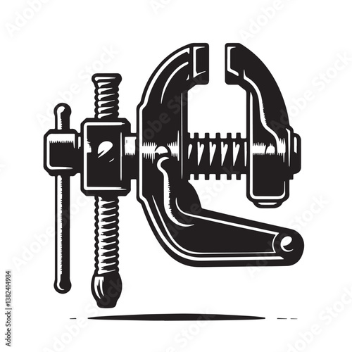 Black Color Vice Grips Silhouette Vector Illustration, Solid White Background