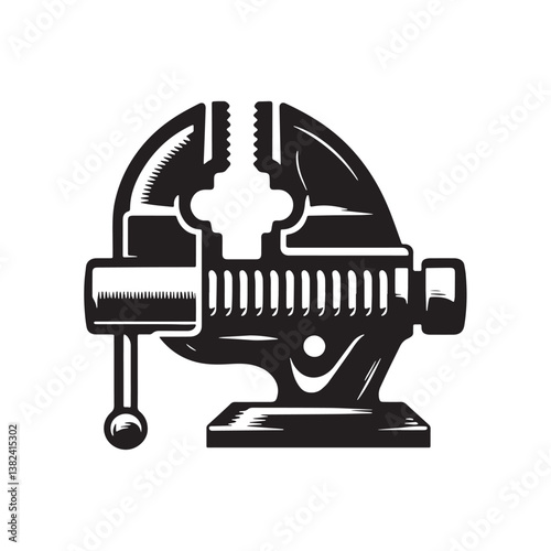 Black Color Vice Grips Silhouette Vector Illustration, Solid White Background
