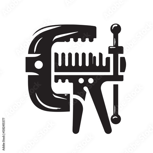 Black Color Vice Grips Silhouette Vector Illustration, Solid White Background